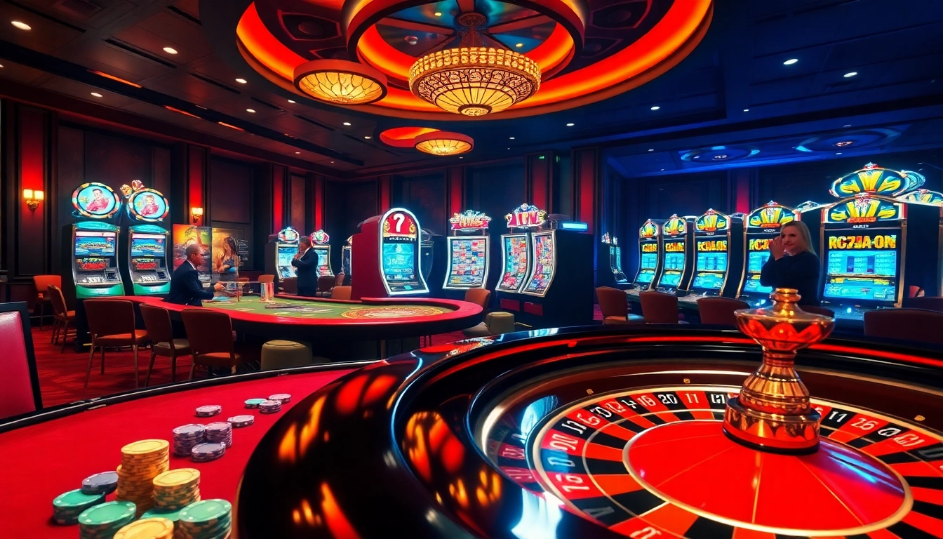 Engaging casino scene with players at a roulette table and poker game, featuring jl 55 betting interface.