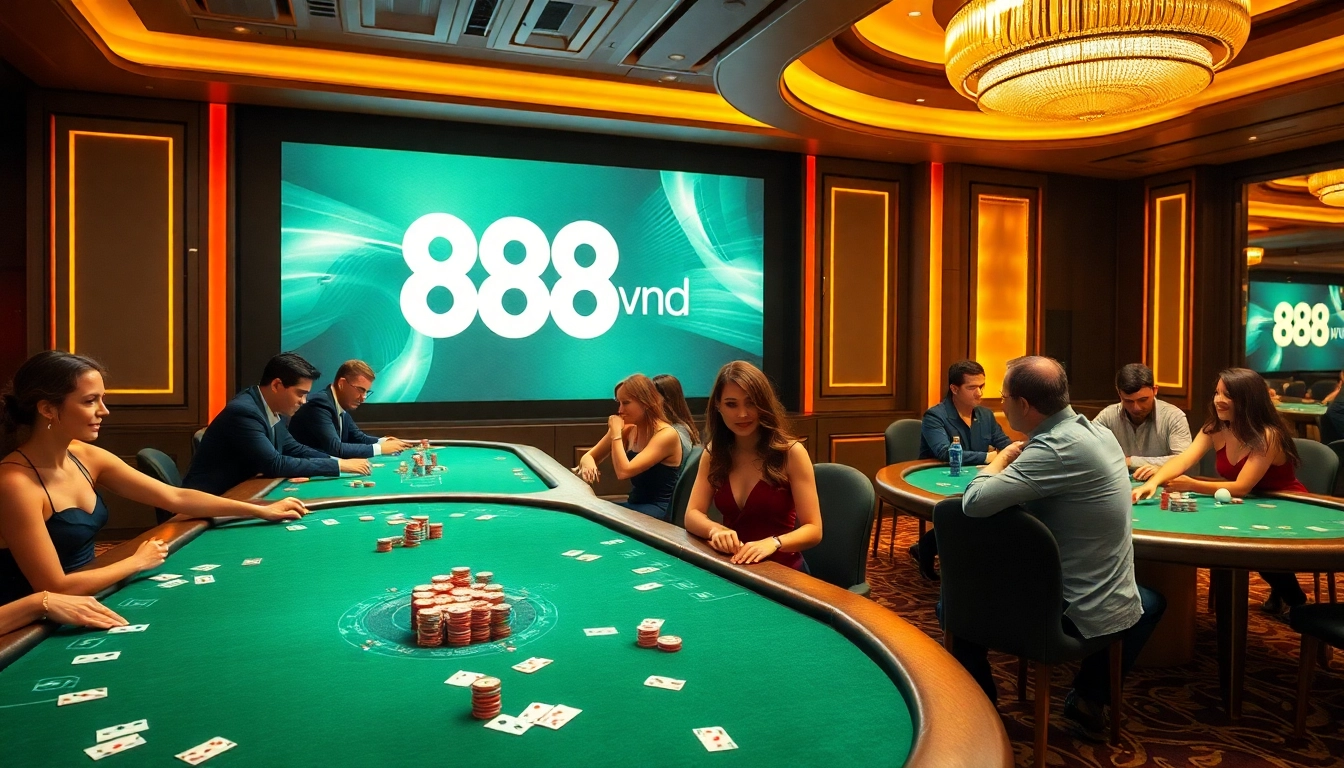 Experience the thrill of gambling with 888vnd through lively casino tables and vibrant players.