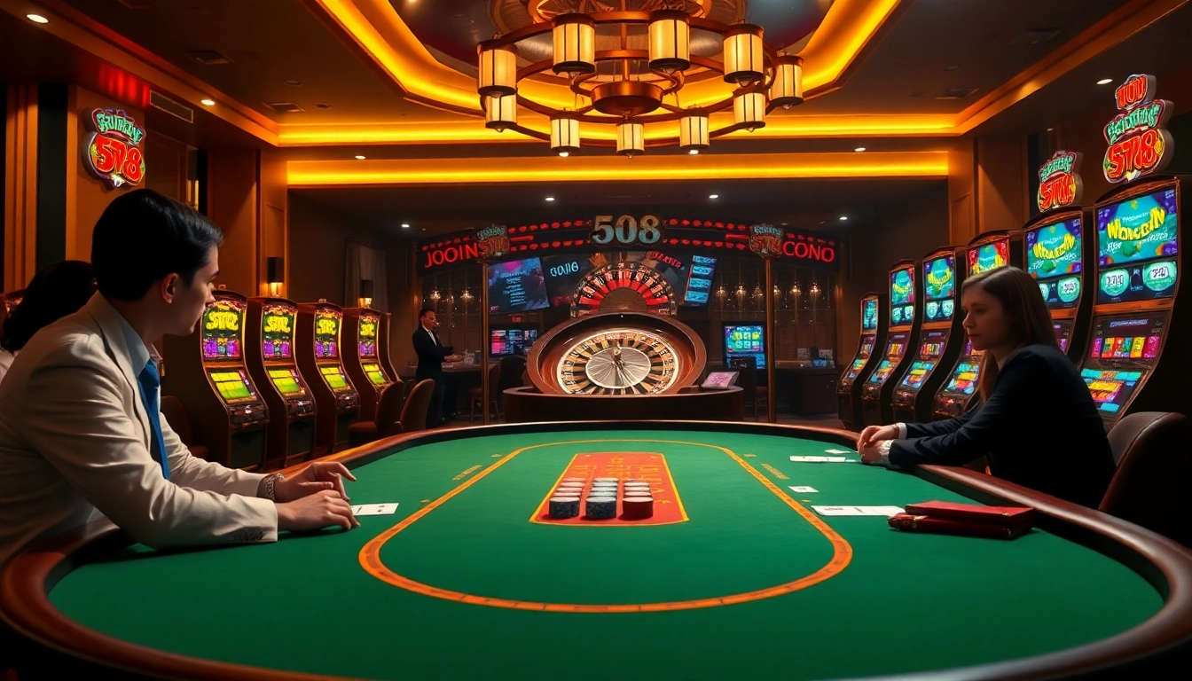 Play at nk88 com in a high-stakes poker setting surrounded by casino excitement.
