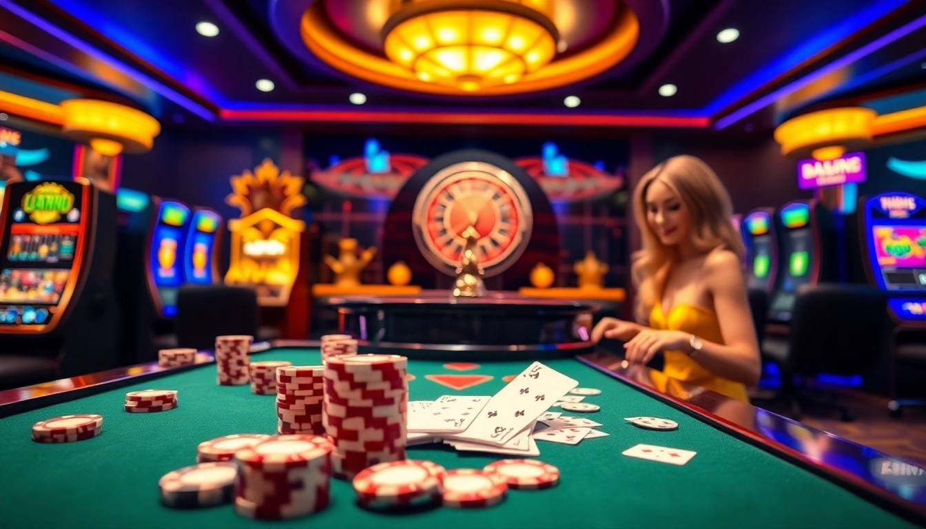 Experience thrilling gaming adventures at Trang chủ LUCKY88 with vibrant casino visuals.