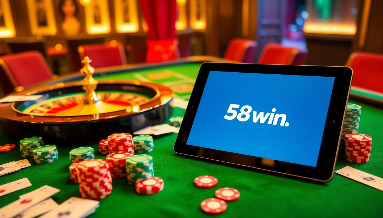 Experience the excitement of high-stakes gambling with 58win.con at a luxurious casino table.