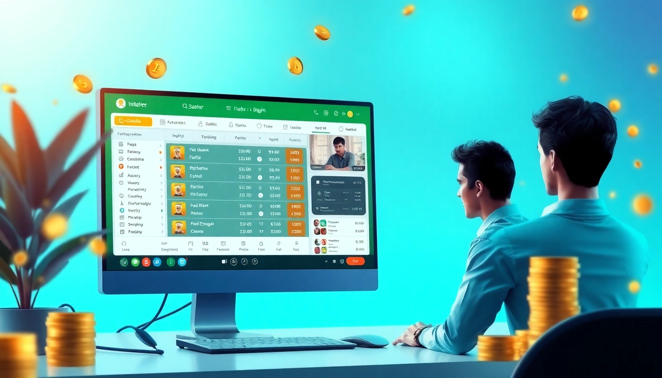 סצנה מרתקת של סוכן ידידותי מסייע למשתמשים על Stake סוכן באמצעות ממשק פלטפורמת הימורים מקוונת.